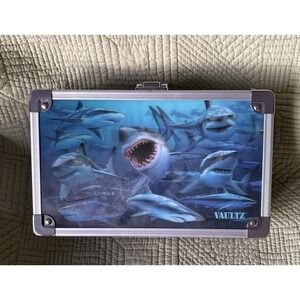VAULTZ 3D Shark Graphics Metal Pencil Gaming Supply Box Latches No Key